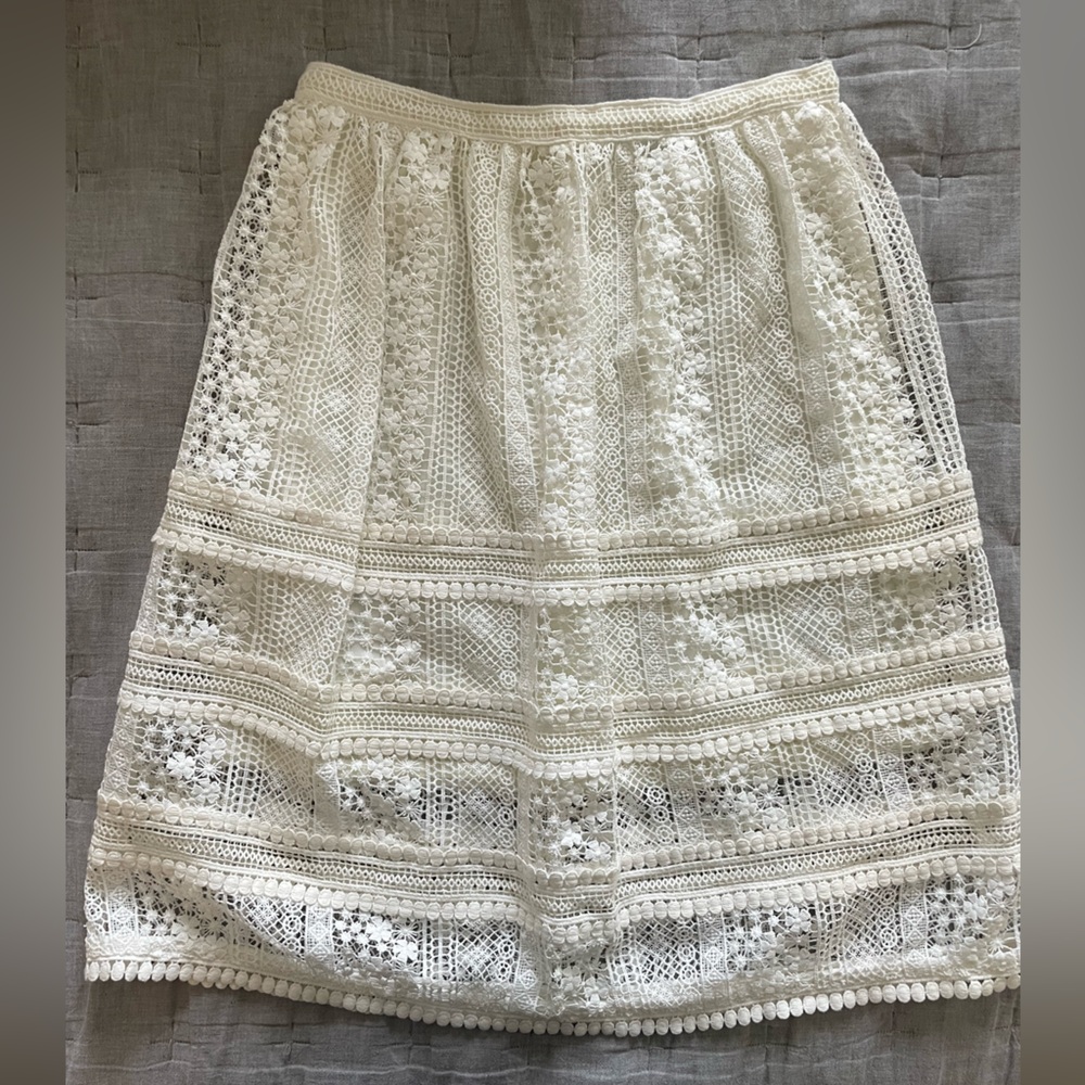 All Saints White Lace A-Line Midi Skirt - Picture 3 of 9